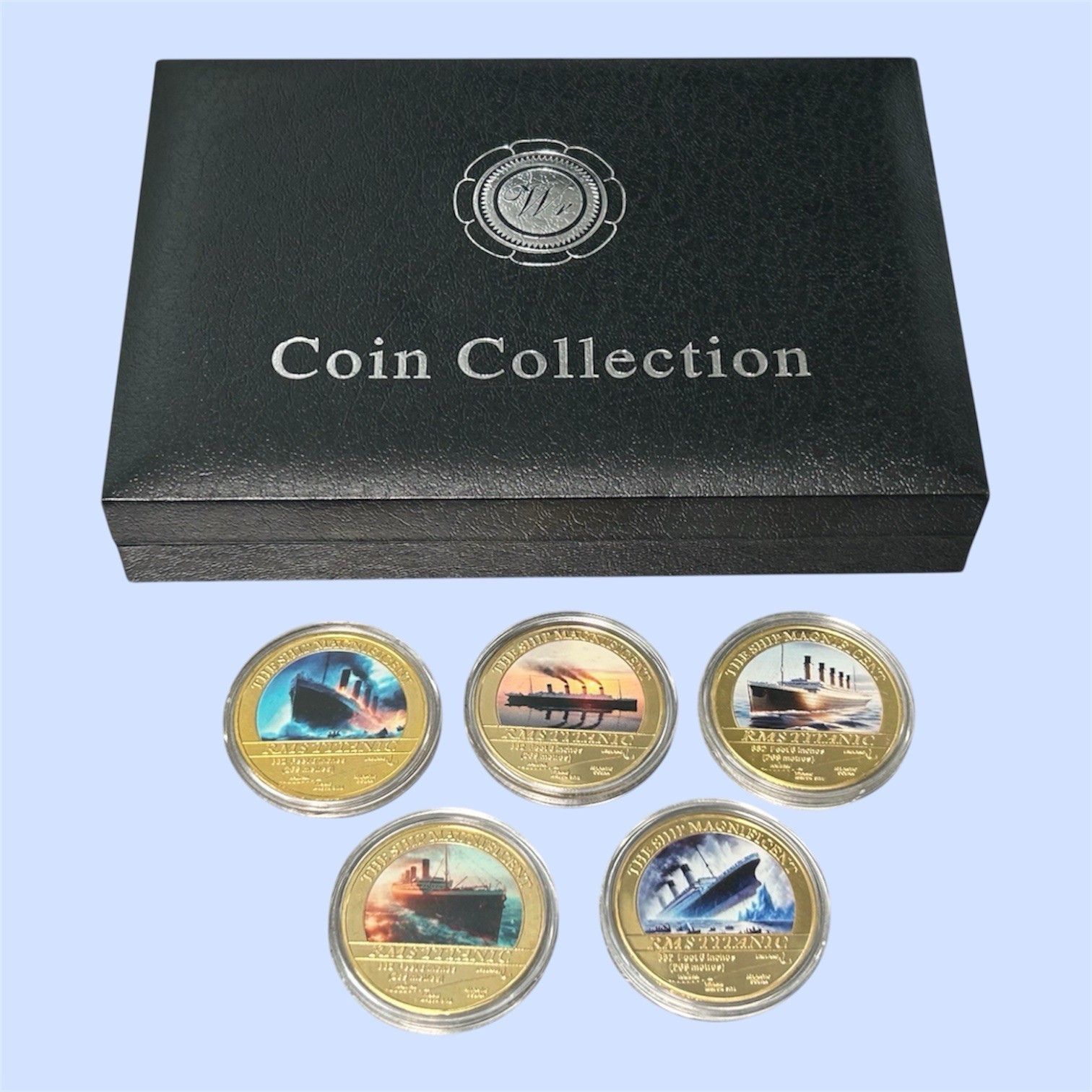 5 Piece Set Of RMS Titanic Tragedy Commemorative Coins In Box