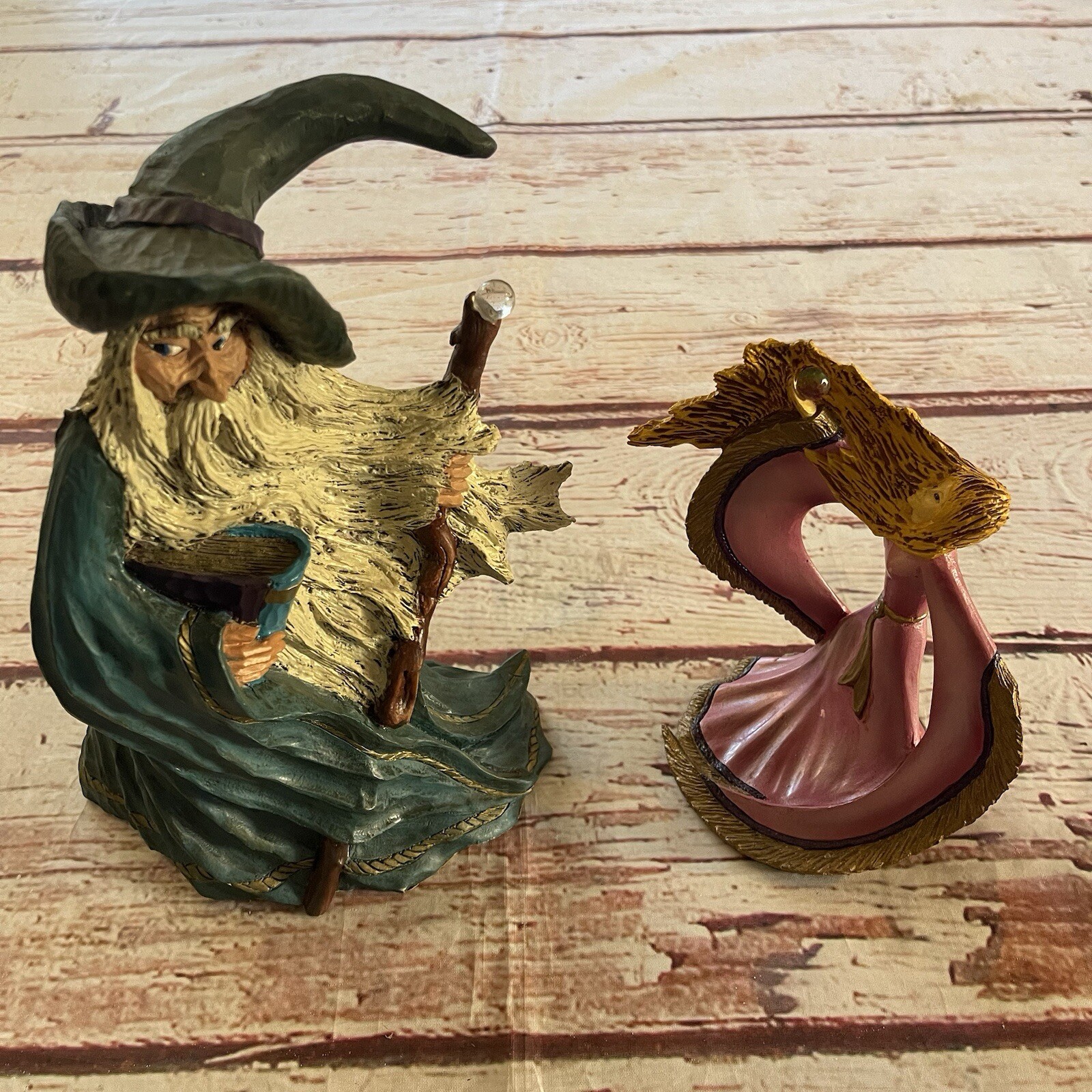 Vintage 1988 Steve Tunturi Signed Wizard & Sorceress Figurines Lot of 2 Rare