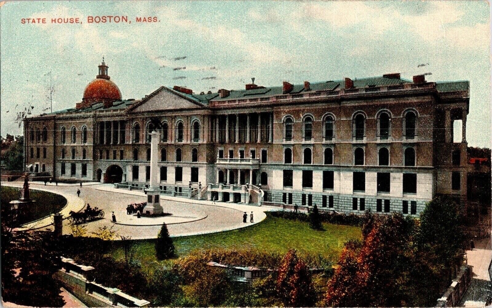 State House Boston Mass Vintage Postcard 1c Stamp WOB Franklim Government Cancel