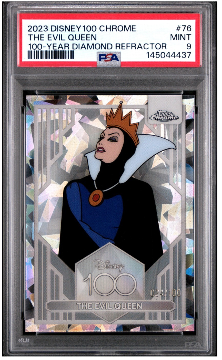 2023 Topps Chrome Disney 100 The Evil Queen Diamond Refractor /100 PSA 9 #76