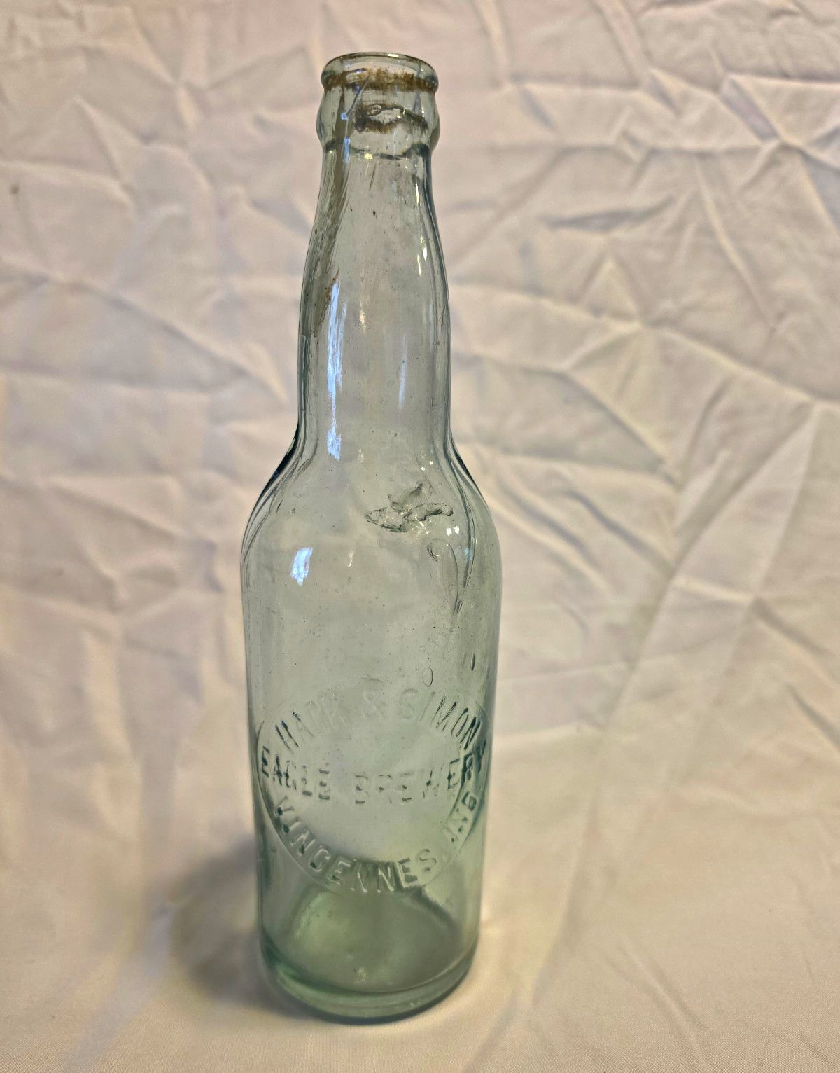 Vintage Hack & Simon Eagle Brewery Bottle Vincennes Indiana Pre-Prohibition Aqua