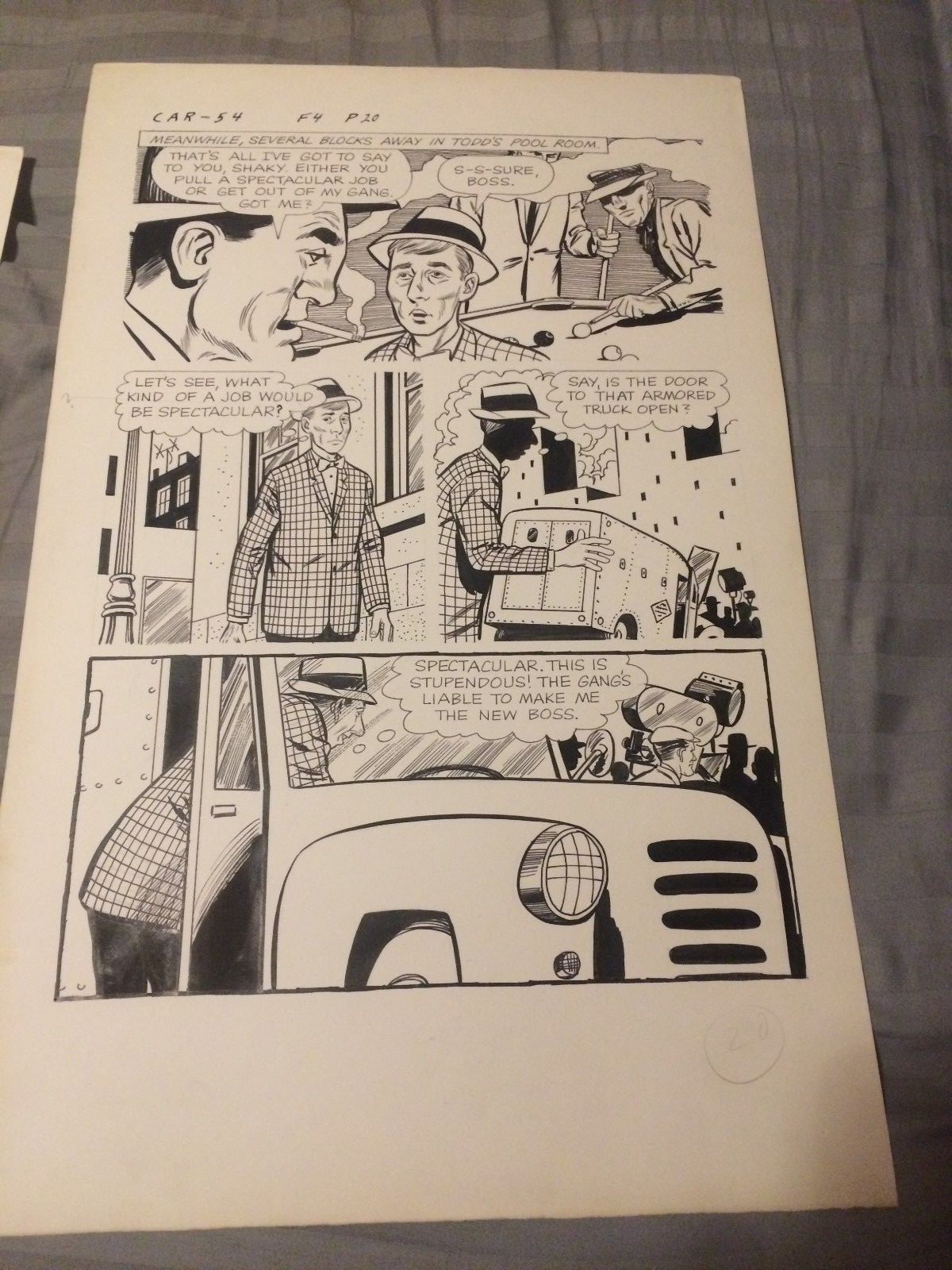 CAR 54 #5 original art WHERE ARE YOU? 1963 KEYSTONE COPS ARMORED CAR, billiards