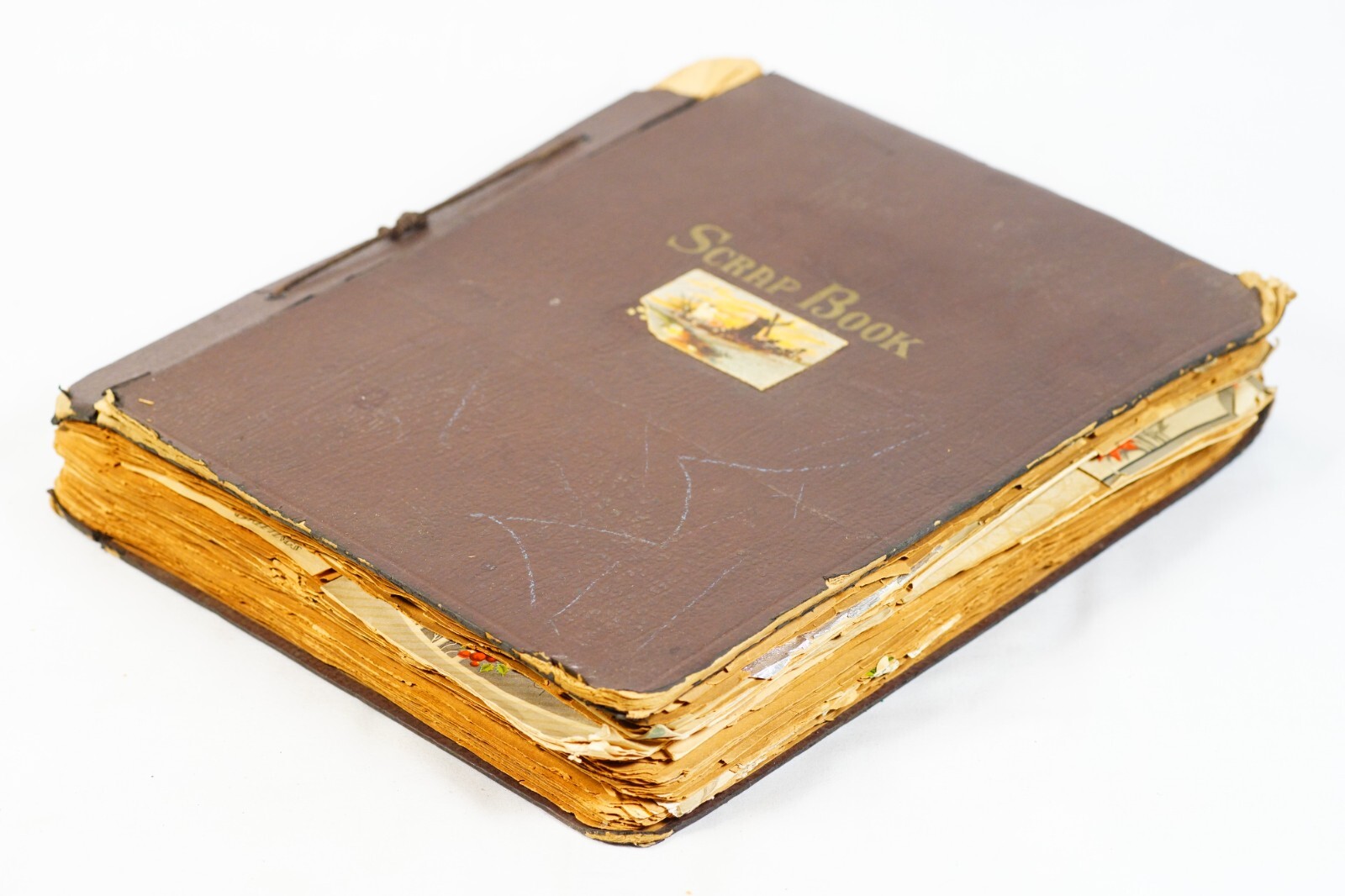 GIANT 1910-30s Scrapbook Christmas Cards, Cutouts, Ephemera 55 Pages Packed
