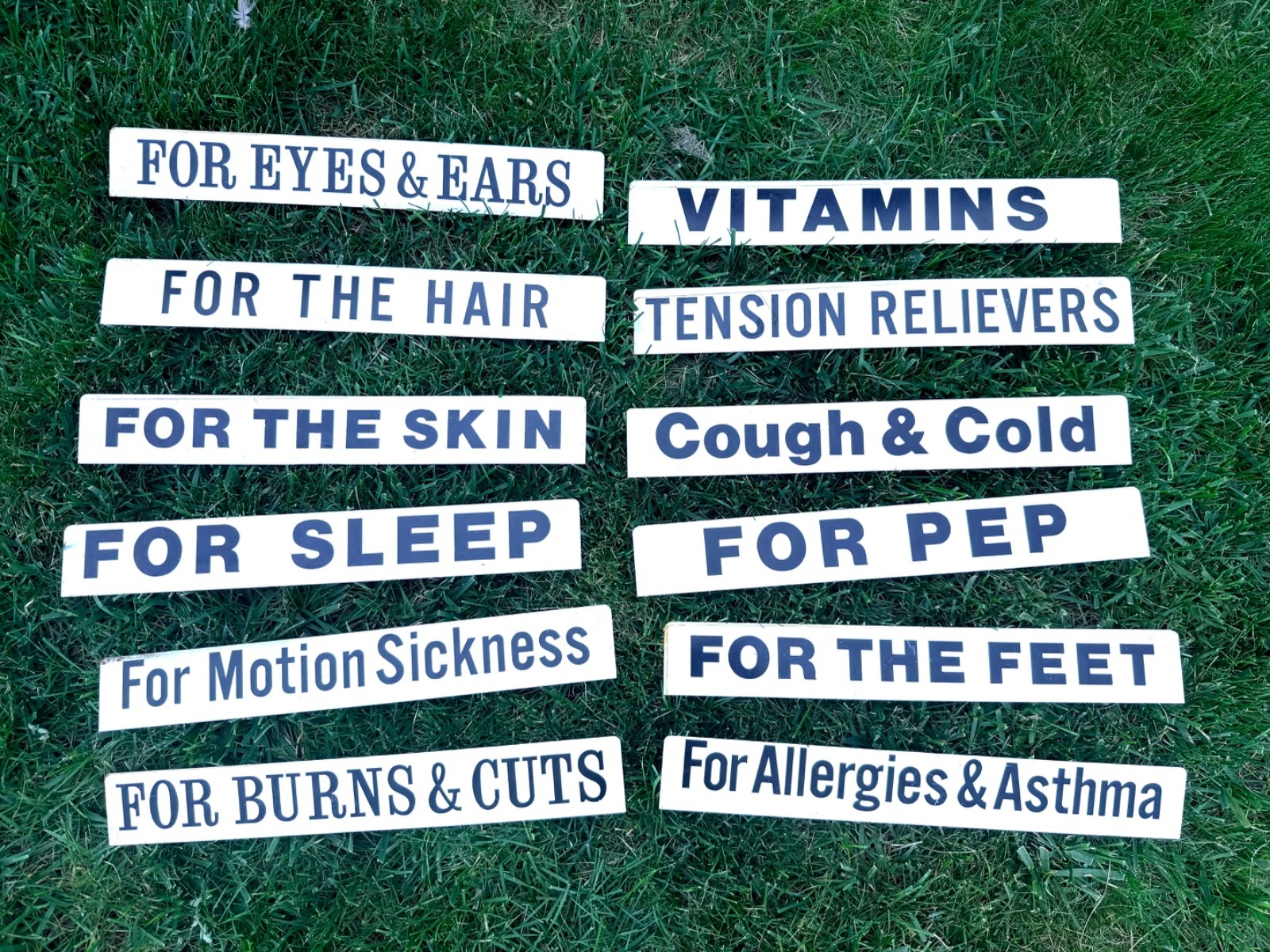 Vintage 40's Pharmacy Apothecary Cabinet Metal Signs Prescriptions Medical Lot