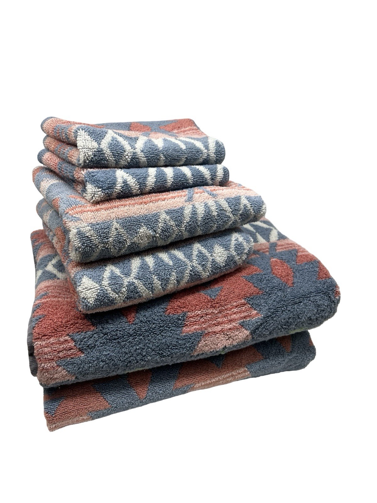 Vtg Ralph Lauren Southwestern Tribal Aztec Bath Hand Towels Washclothes Set 6 pc