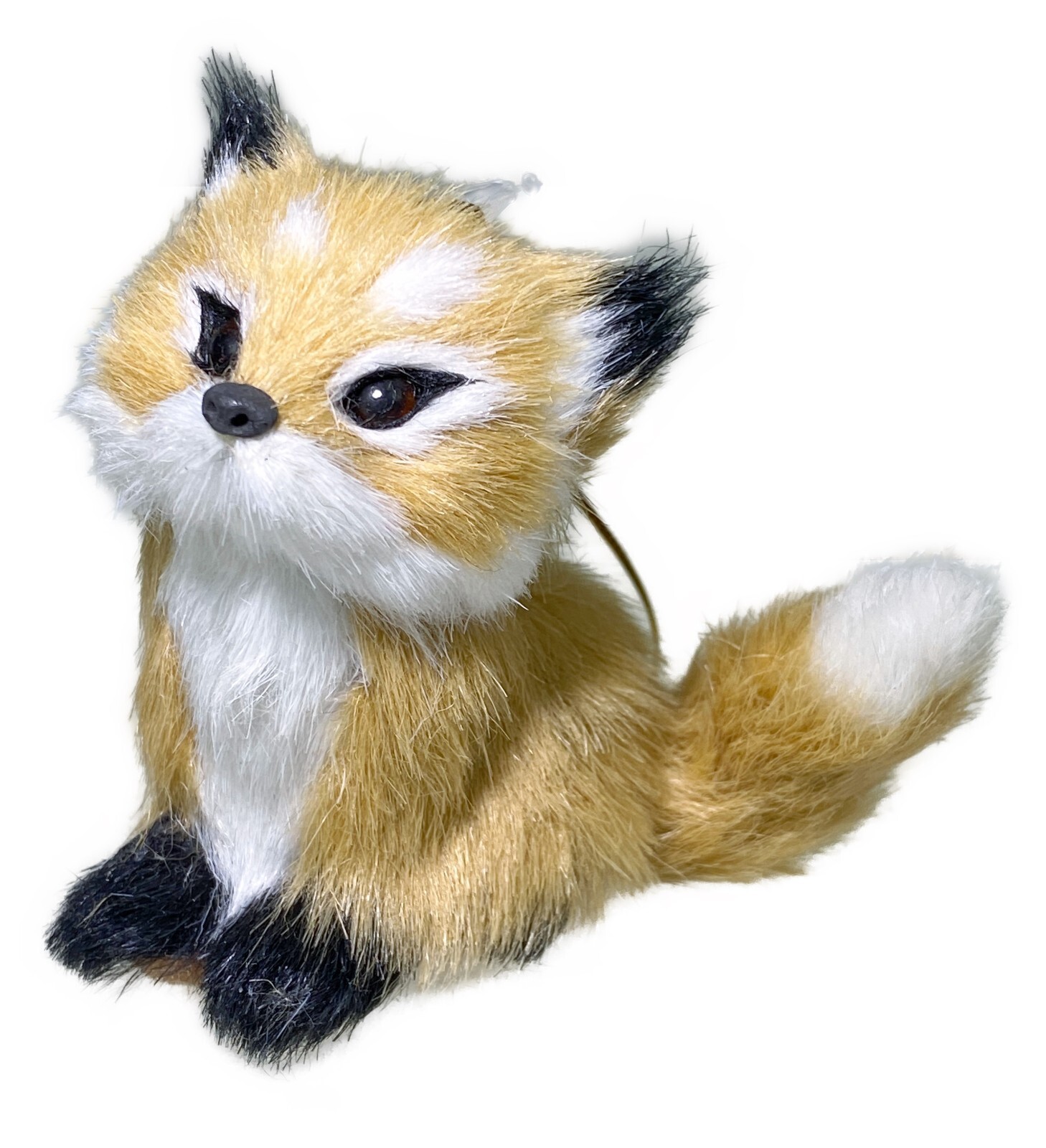 3” Fox Furry Hairy Plush Christmas Ornament Woodland