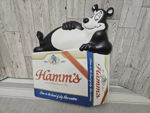 1- VTG New Hamm’s Beer Bear Case Sign Vacuform Plastic 3-D Advertising Rare