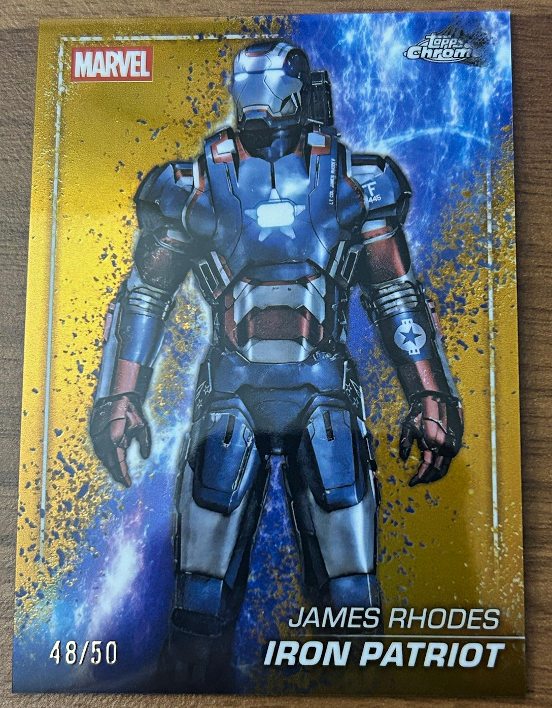 2025 Topps Chrome Marvel Studios Iron Patriot The Snap Variation Gold /50 S-31