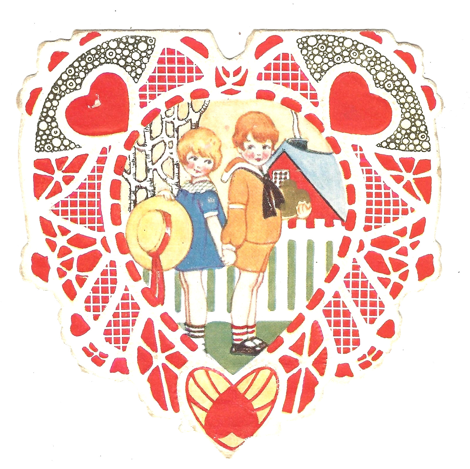 Vintage Heart Shaped Valentine Embossed Folded Card 1934