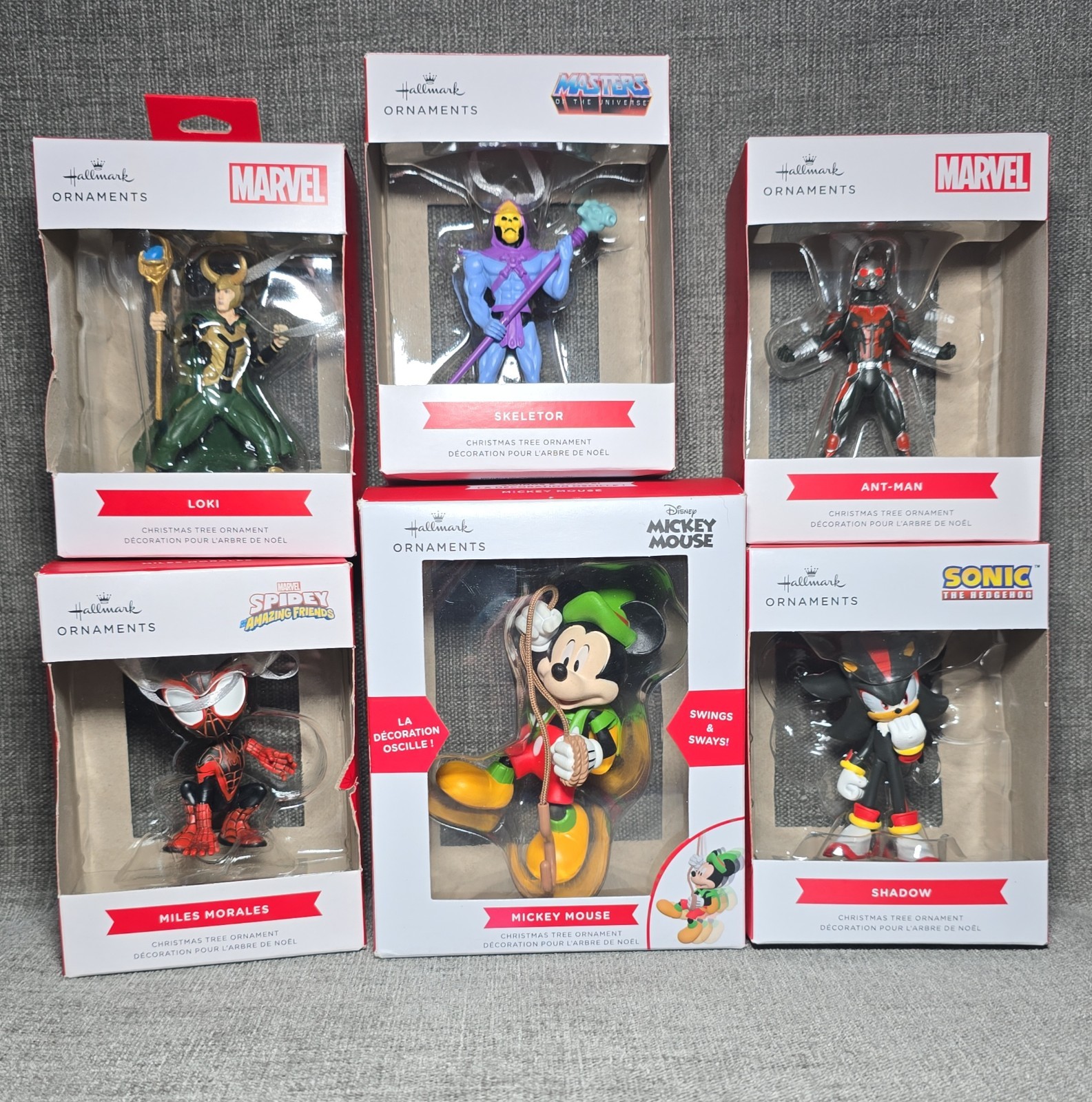 Hallmark Ornaments Lot of 6 Marvel Sonic Skeletor Mickey Mouse Loki