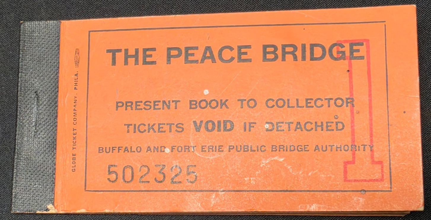 Vtg Peace Bridge Ticket Book Buffalo NY Fort Erie Canada 21 Tickets Left Globe