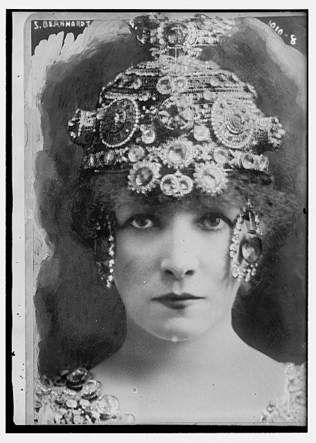 S. Bernhardt with elaborate headdress c1900 Large Old Photo