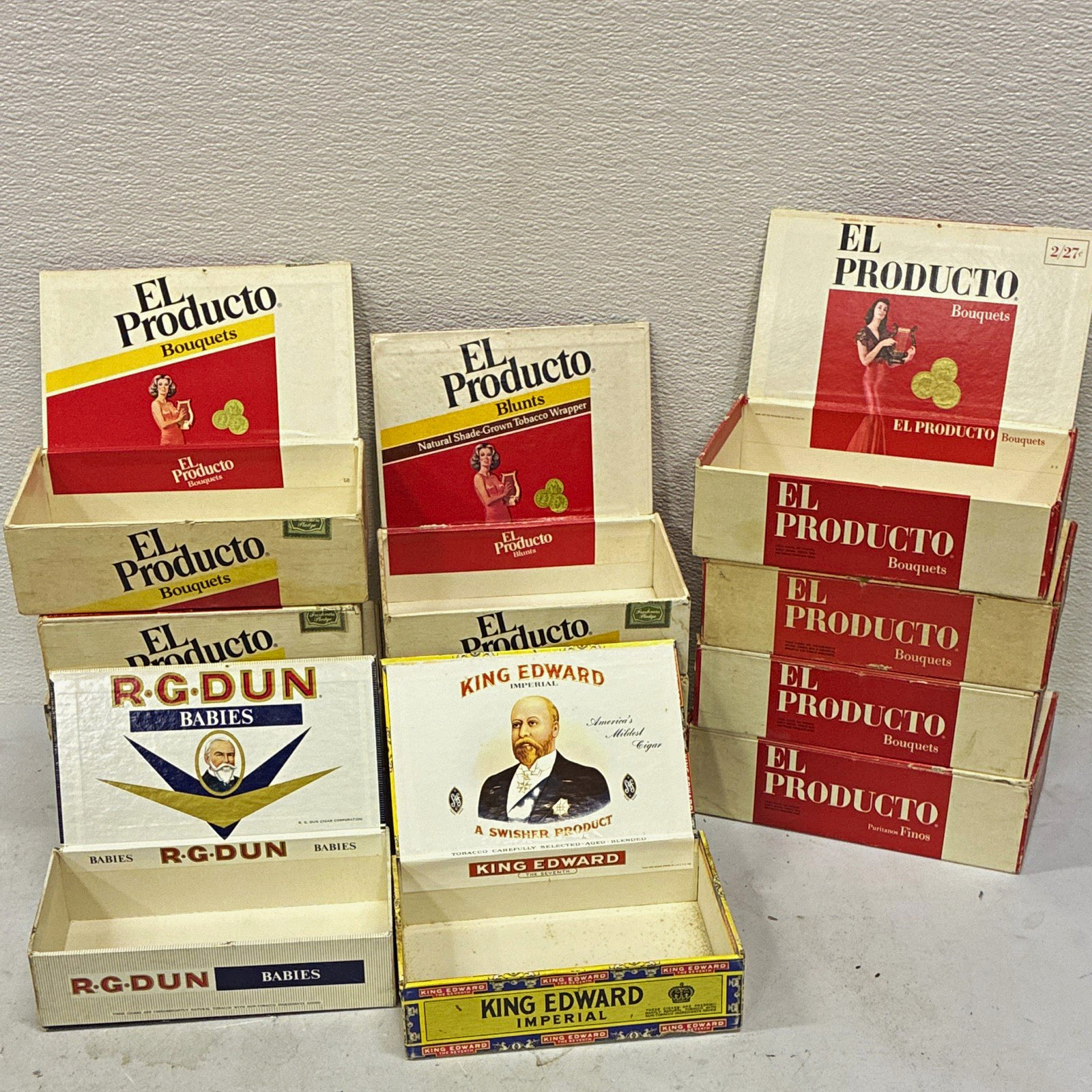 El Producto Vintage Empty Cigar Boxes Lot w/ R.G. Dun & King Edward