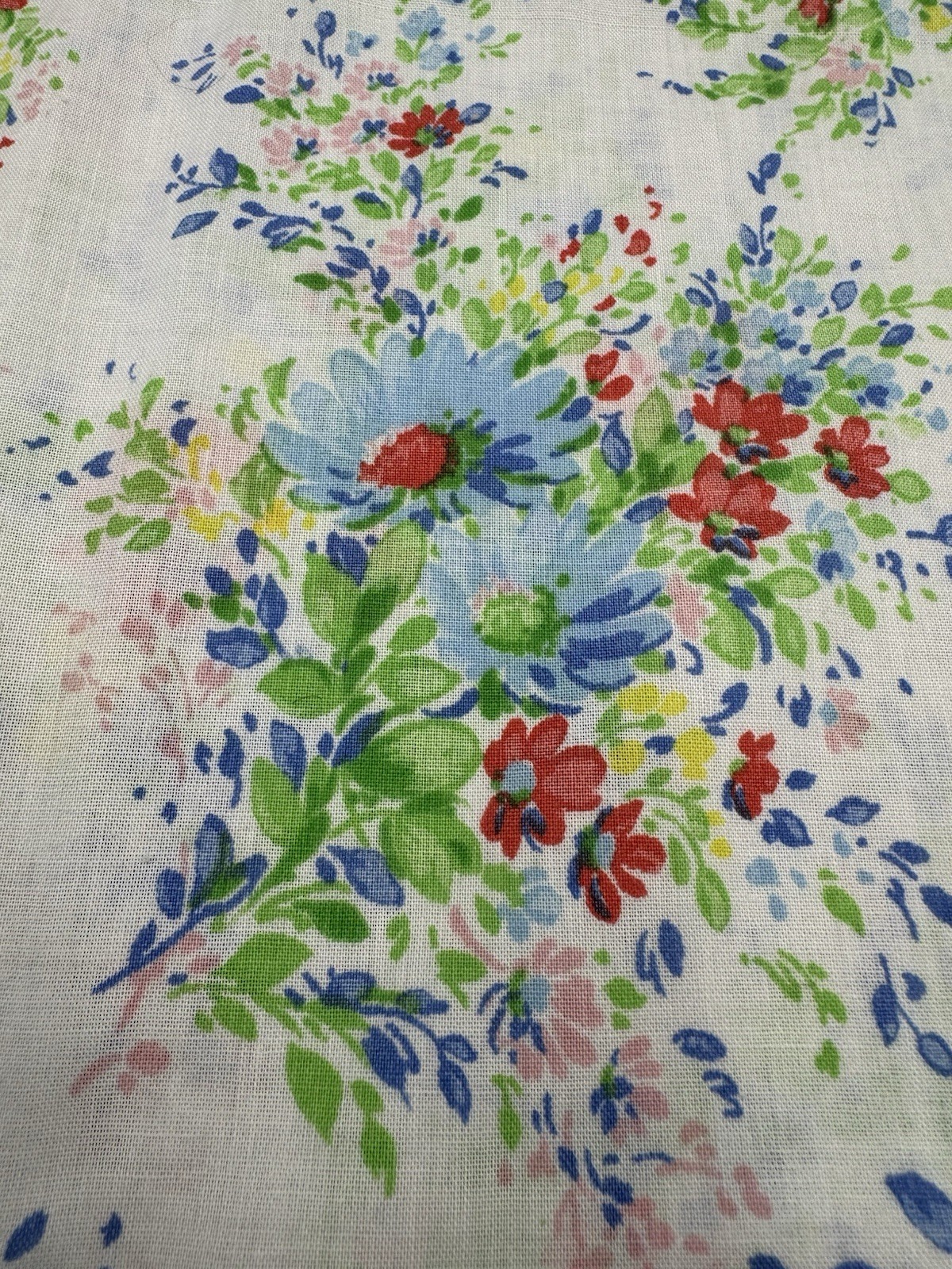 Vtg 1970’s Pacific Blue Red Daisy Floral 2 Std Size Pillowcases Country Melody?