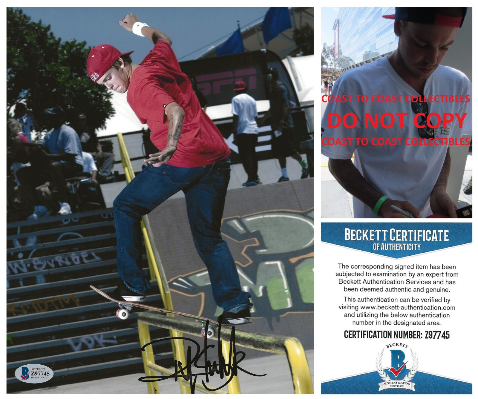 Ryan Sheckler skateboarder signed 8x10 Photo proof Beckett COA autographed