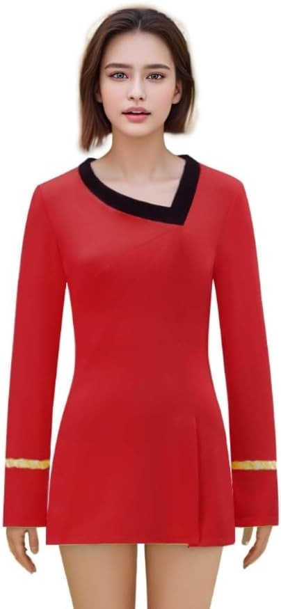 aiweran Women Shirt Dress Long-Sleeve XXXL Red