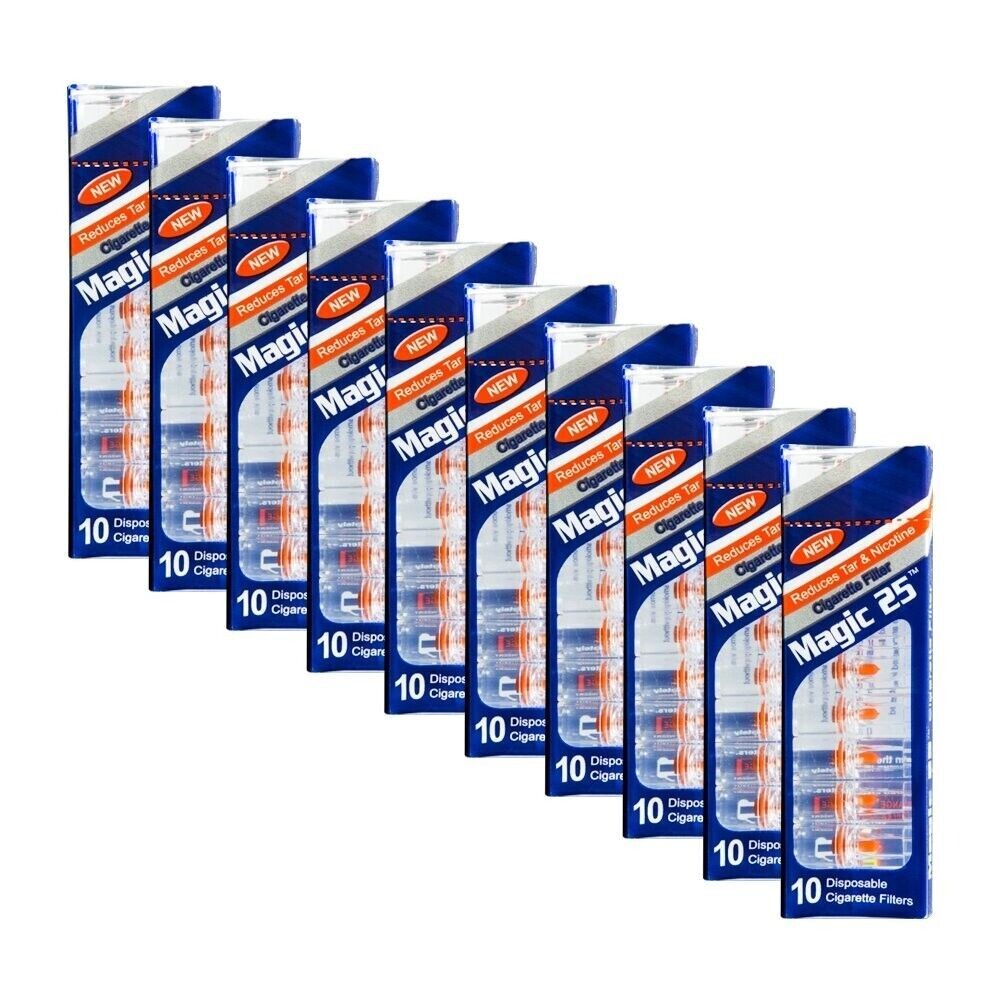 MAGIC 25 Cigarette Filters Filter Out Tar Nic Micro Filter Tips 10 Packs