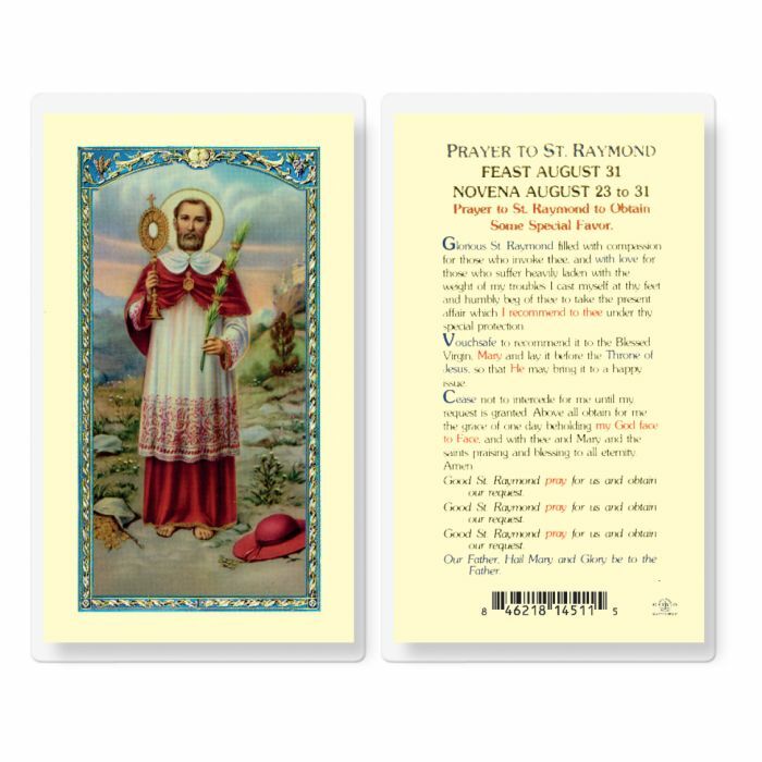 St. Saint Raymond - Prayer - Laminated  Holy Card E24-528