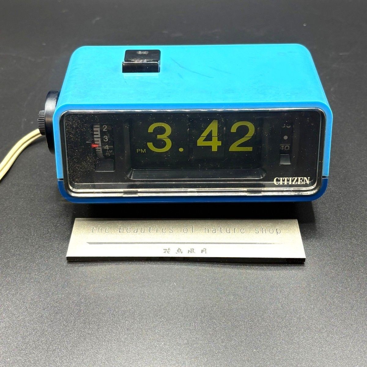 CITIZEN 5RD025 Tested Alarm Light Flip Clock Blue Vintage Japan as Is Rare