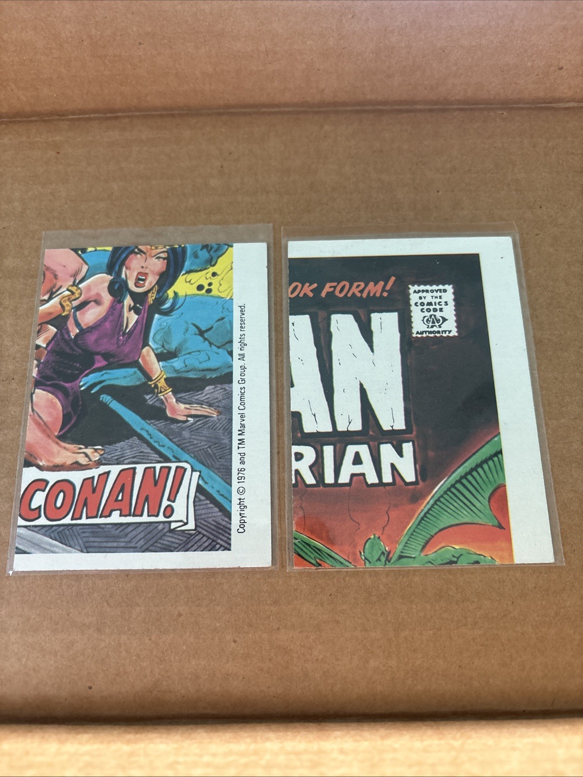 1976 Topps Marvel Comic Book Heroes Conan Puzzle 2 Card Lot