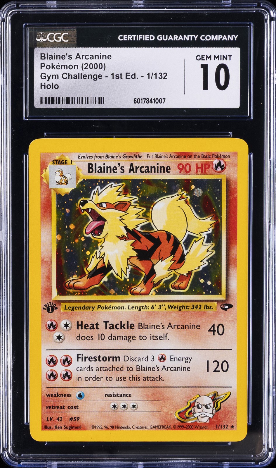 2000 GYM CHALLENGE 1ST EDITION #1 BLAINE\'S ARCANINE CGC 10