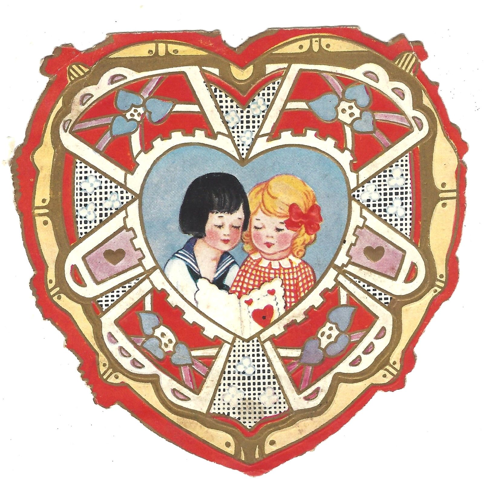 Vintage Heart Shaped Valentine Folded Card Whitney Made Worcester, MASS