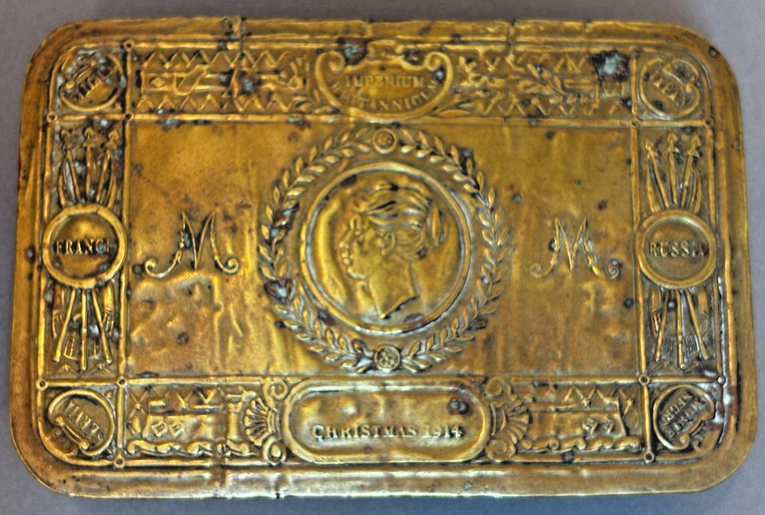 Antique 1914 WW1 Princess Mary Christmas 1914  Brass Gift Box