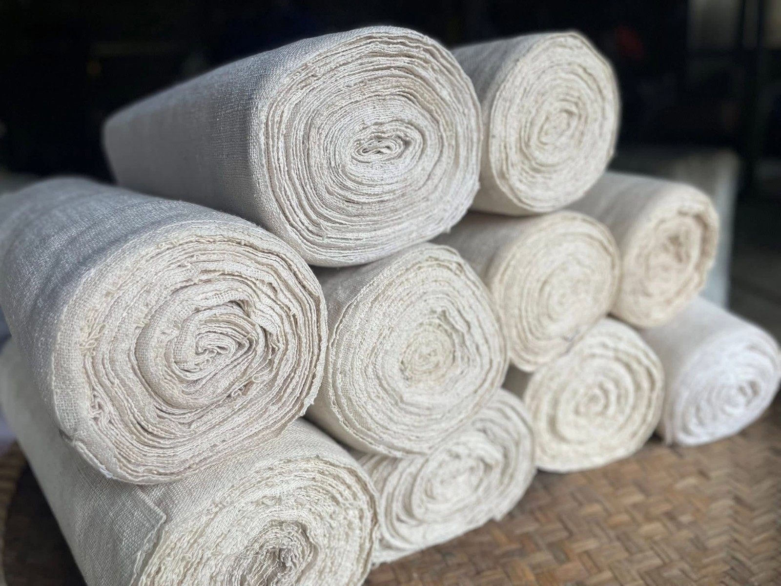 Handwoven Natural Cotton Fabric – Yellow Vine Dyed or Undyed – 10-Meter Roll