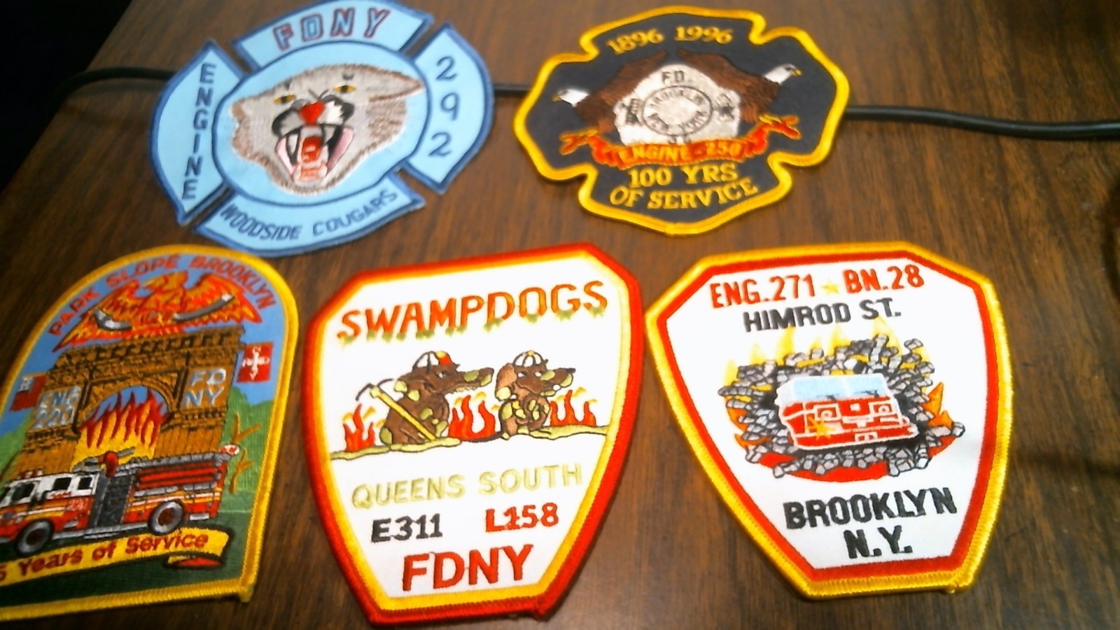 NEW YORK  FDNY  SET OF 5 FIRE PATCHES -ALL VINTAGE - ALLNEW