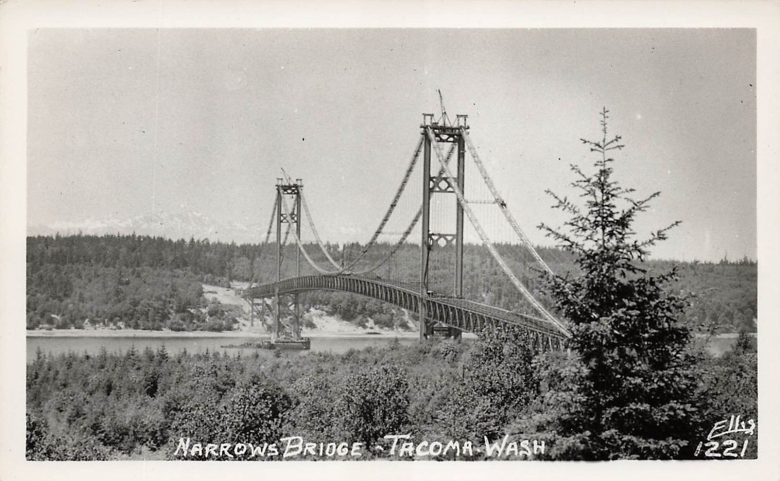 RPPC Tacoma Washington Narrows Bridge Rebuilt Post Disaster Photo Postcard 31A