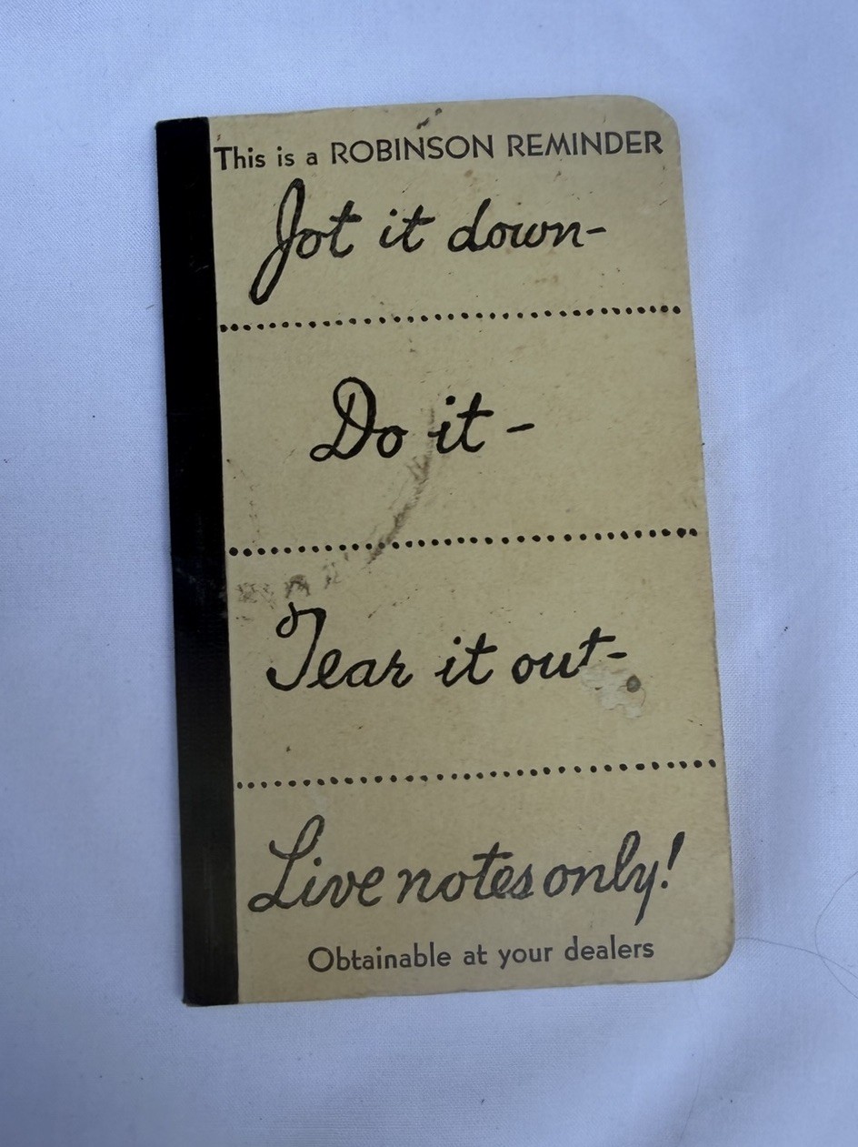 Vintage Robinson Reminder Notepad Refill Size B No 340 Perforated Memo Pad NOS