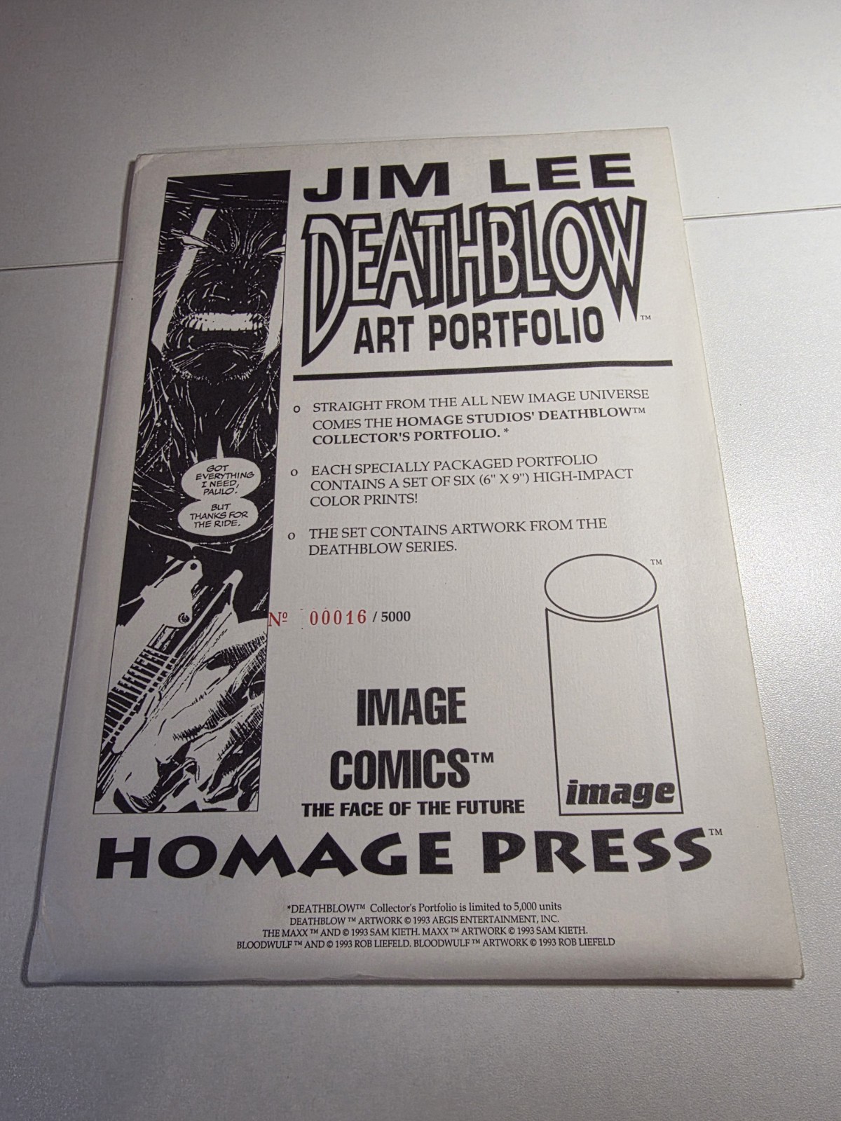 jim lee Image deathblow art portfolio collectors portfolio SEALED New