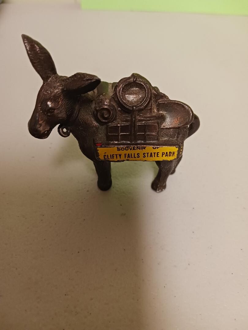 Vintage Clifty Falls Indiana Souvenir Metal Pack Donkey