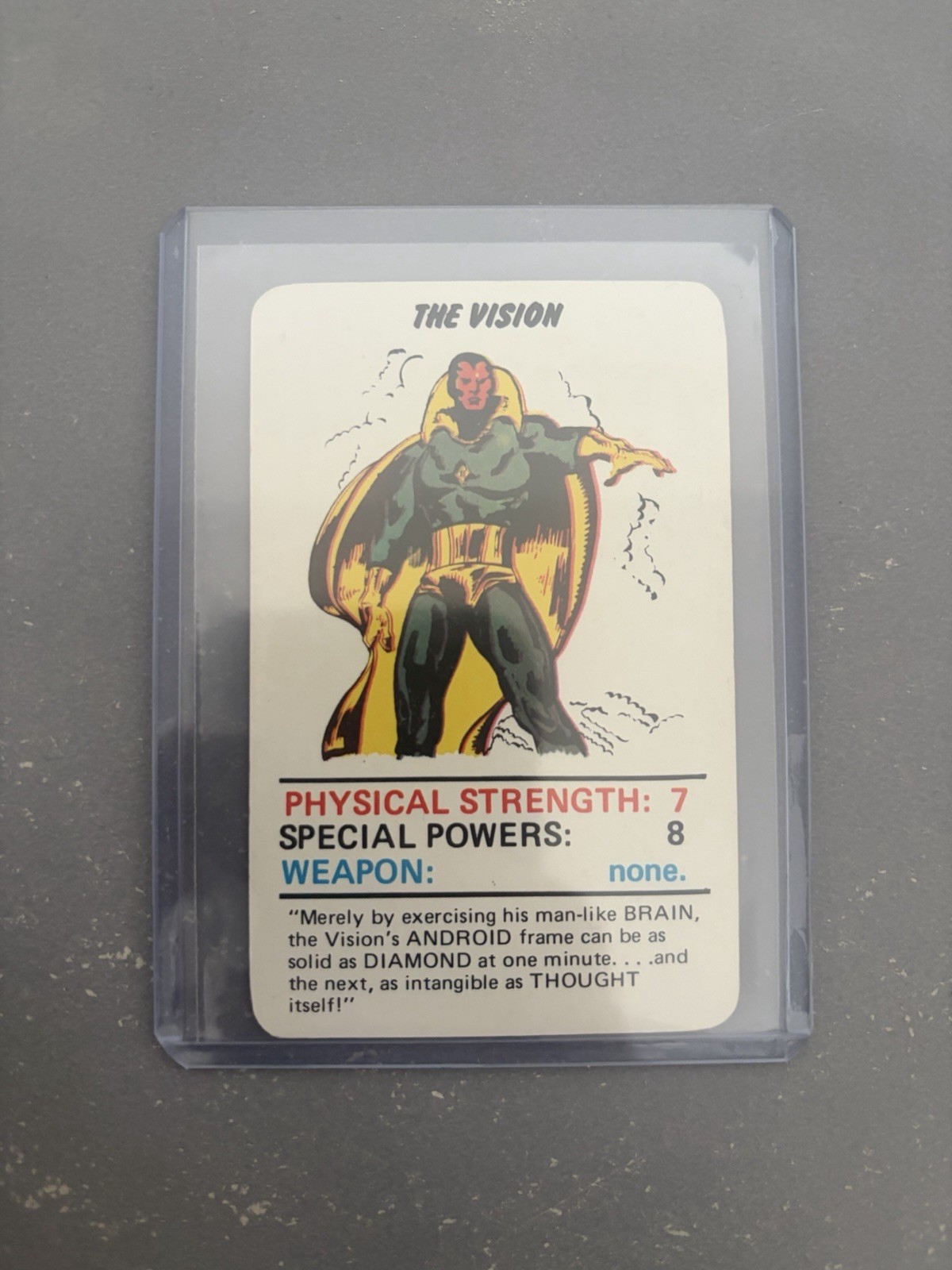 The Vision 1977 Marvel Super Heroes Top Trumps