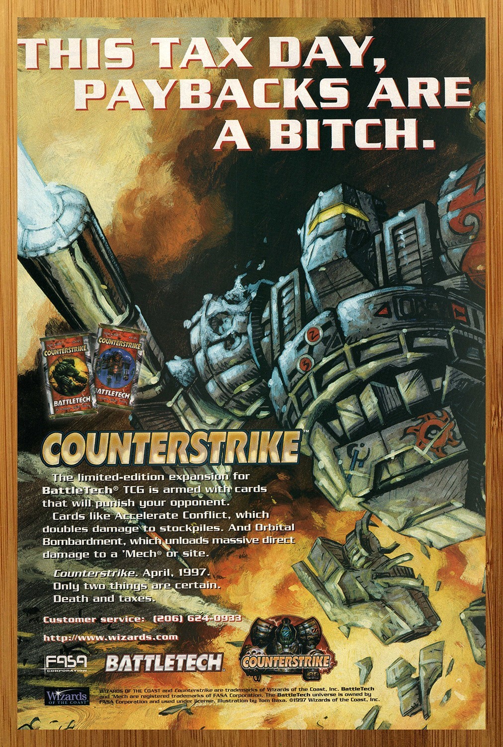 1997 BattleTech Card Game Counterstrike Print Ad/Poster Official CCG TCG Art 90s