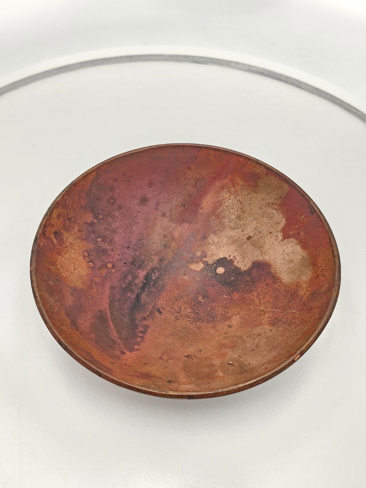 Vintage BRM Bruce R. Macdonald MCM Handmade Metal / Copper Salt Painted Signed 