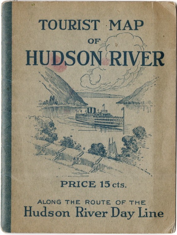 1923 Foldout Tourist Map Of Hudson River, Hudson River Day Line Route, over 100\