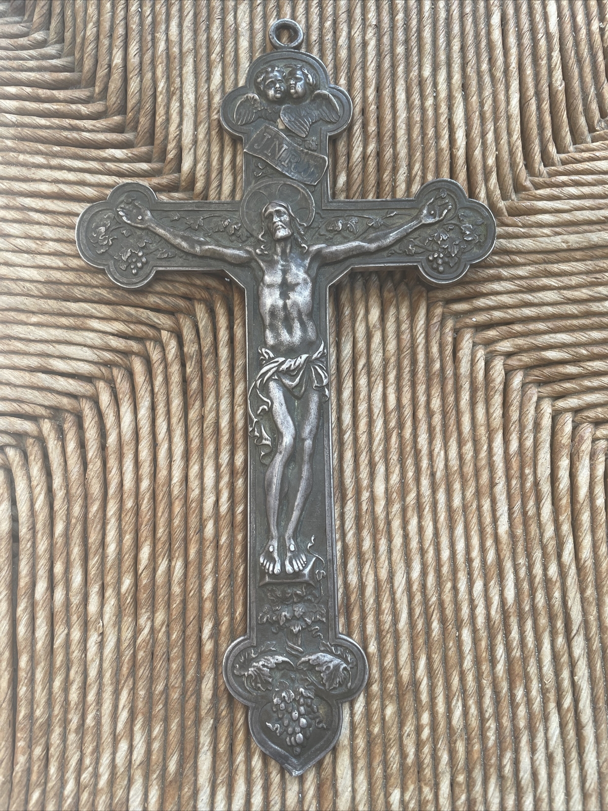 VINTAGE GORHAM STERLING SILVER CROSS CRUCIFIX 275.7 GRAMS 9”X5”