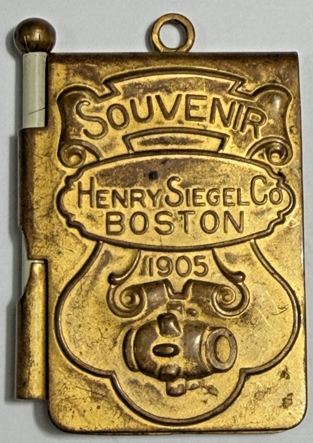1905 Henry Siegel Co. Boston Brass? Antique Souvenir Notepad with Pencil