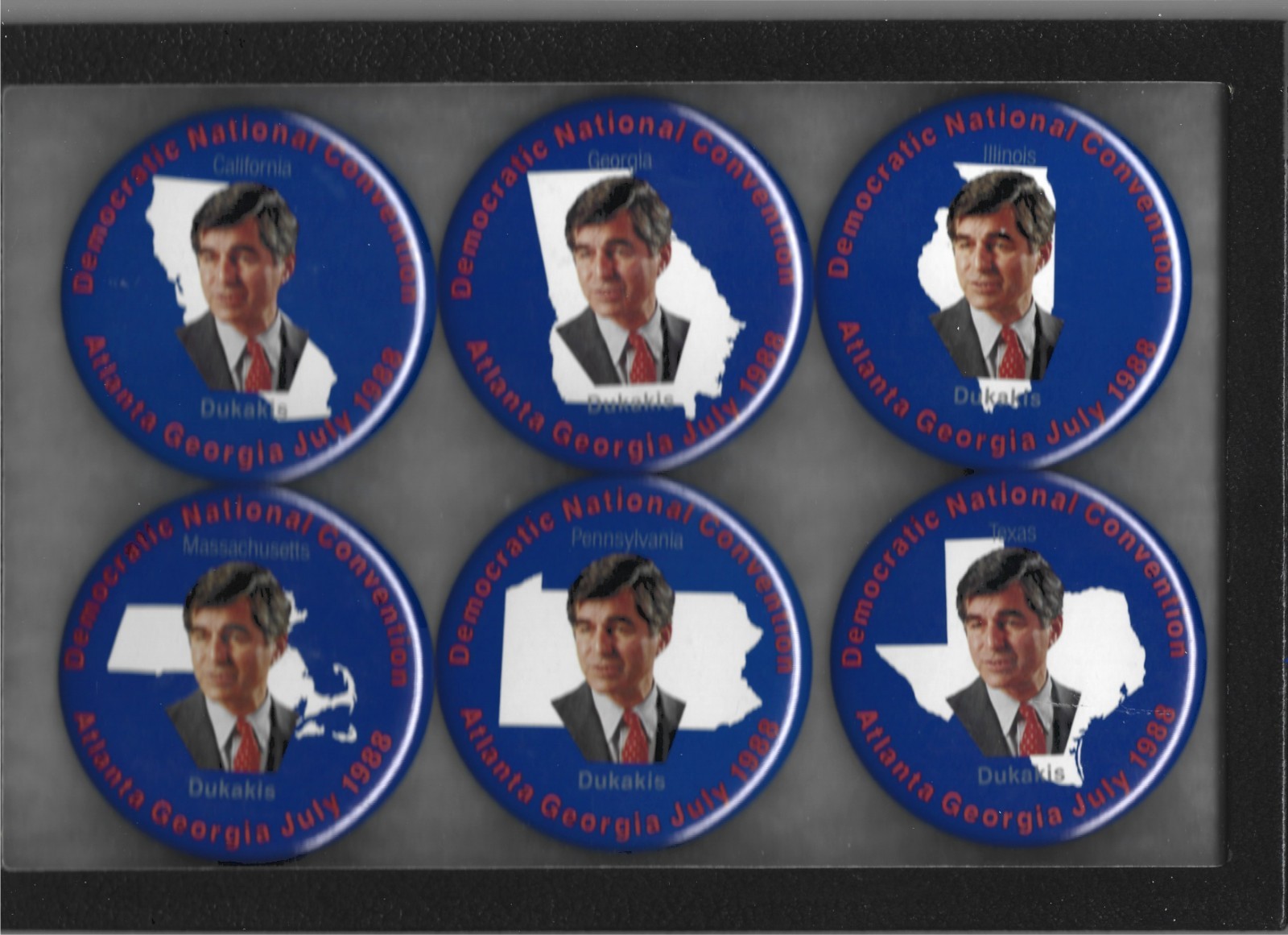 Six State Michael Mike Dukakis 1988 DNC Political Buttons Progressive Democrat