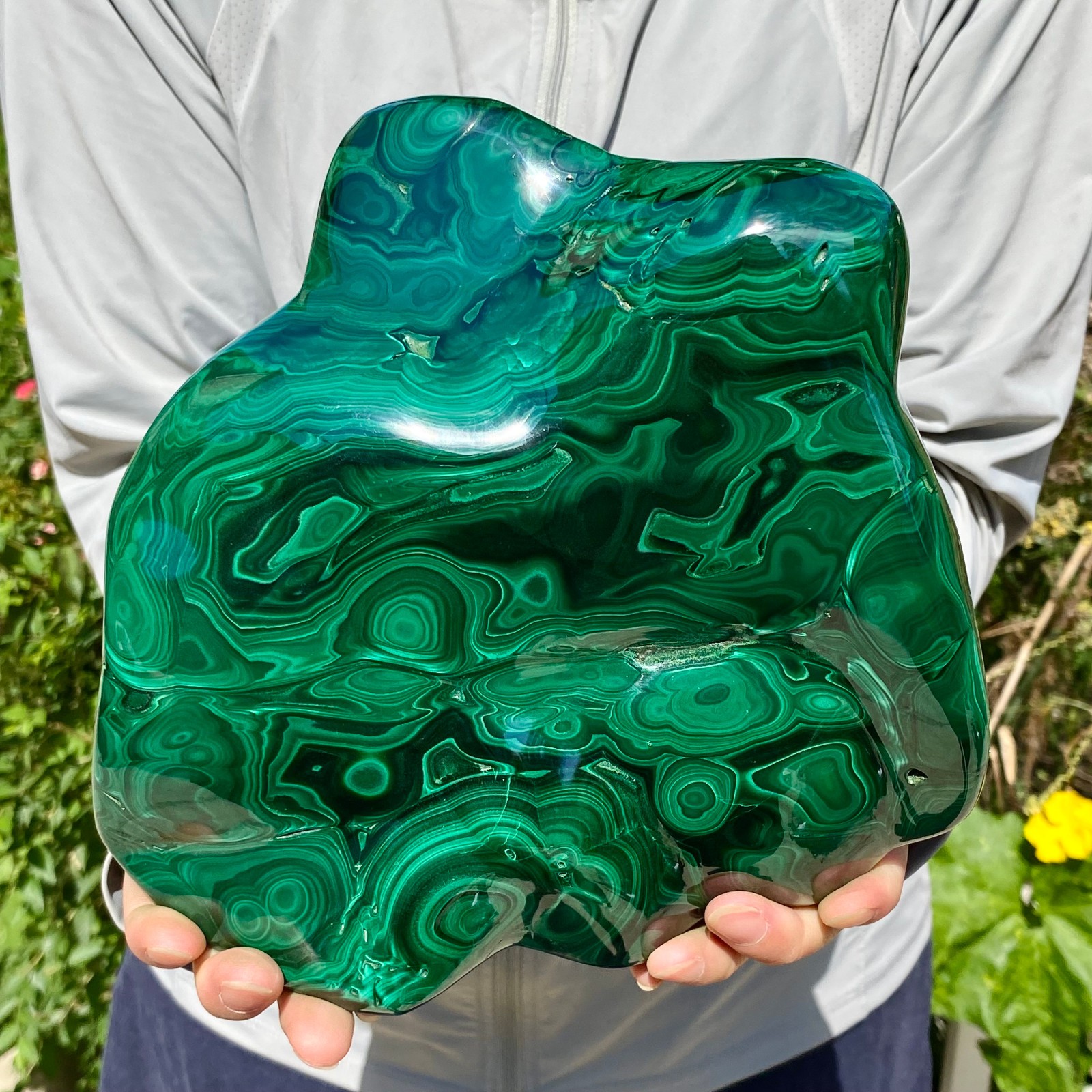 9.59LB Natural glossy Malachite transparent cluster rough mineral sample