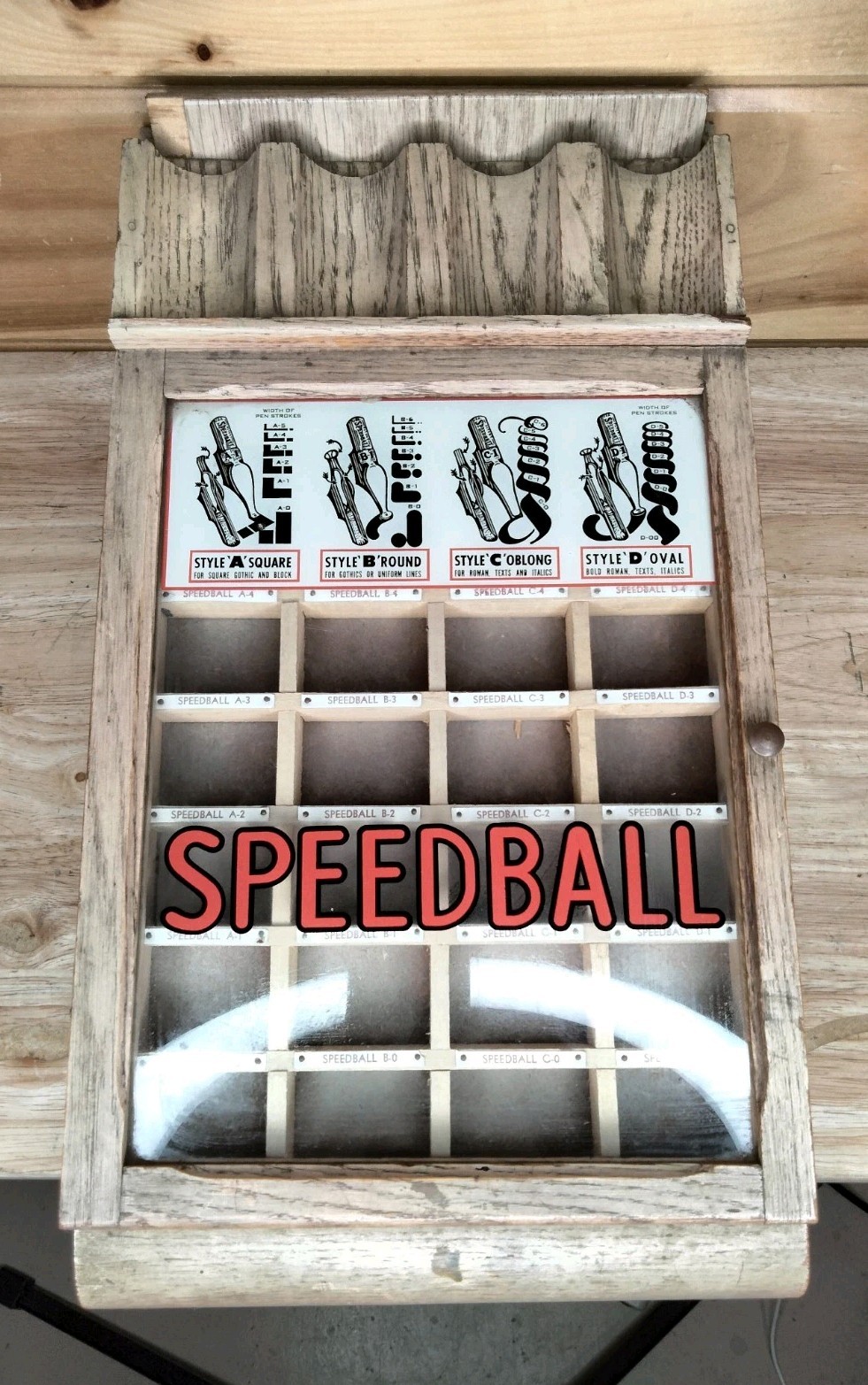 VTG 1950s Speedball Fountain Pen Ink Glass Display Hinged Box