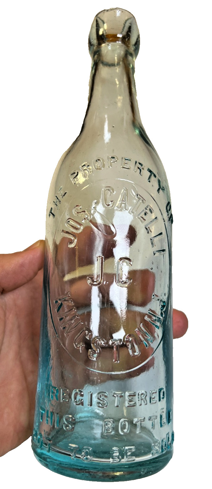 Antique Kingston New Jersey NJ Blobtop Jos Catelli Blob Top Bottle Strong Emboss