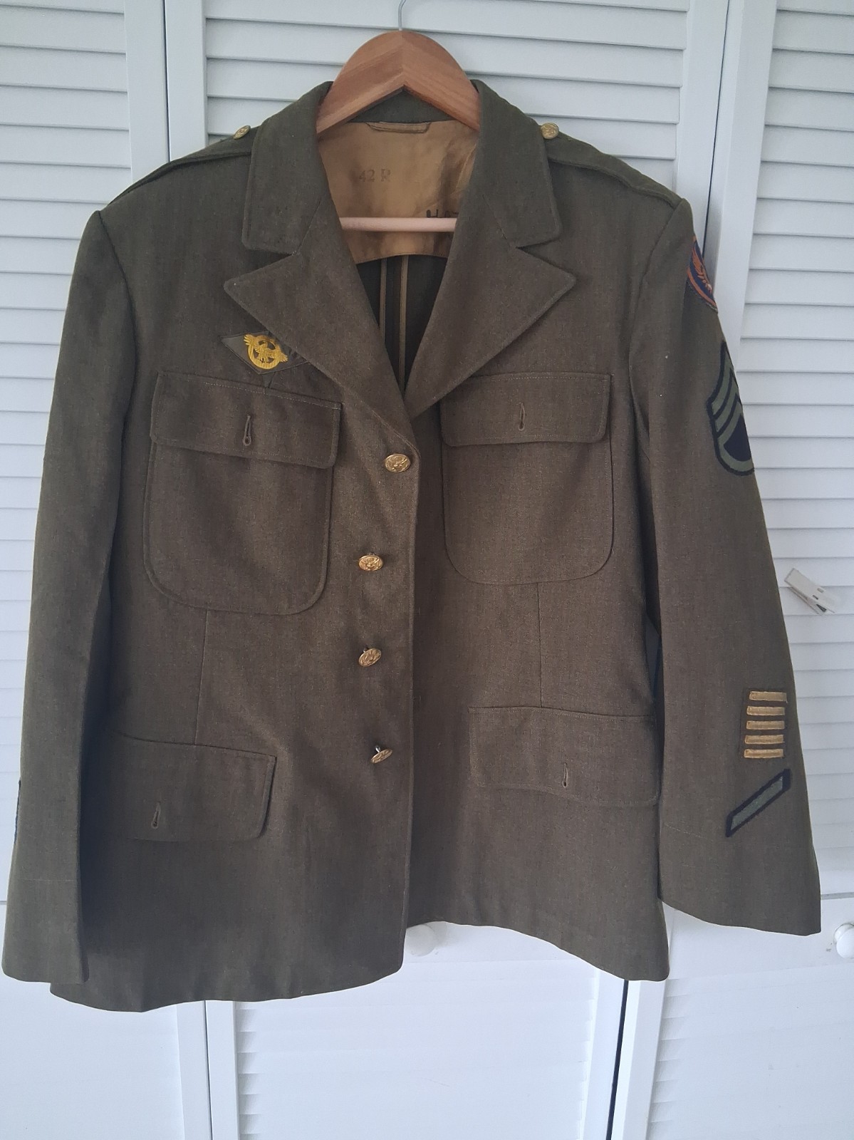 WWII USAAF 15th Air Force Staff Sgt Wool Uniform Coat 1942 H9384 42R