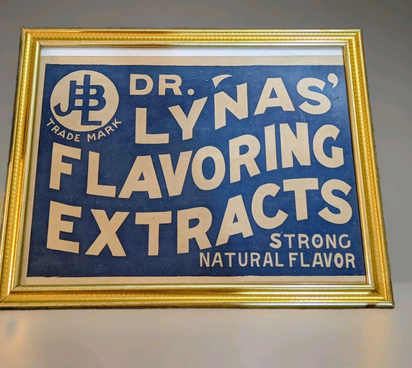 Early 1900s Dr. Lynas' Flavoring Extracts Cardboard Sign