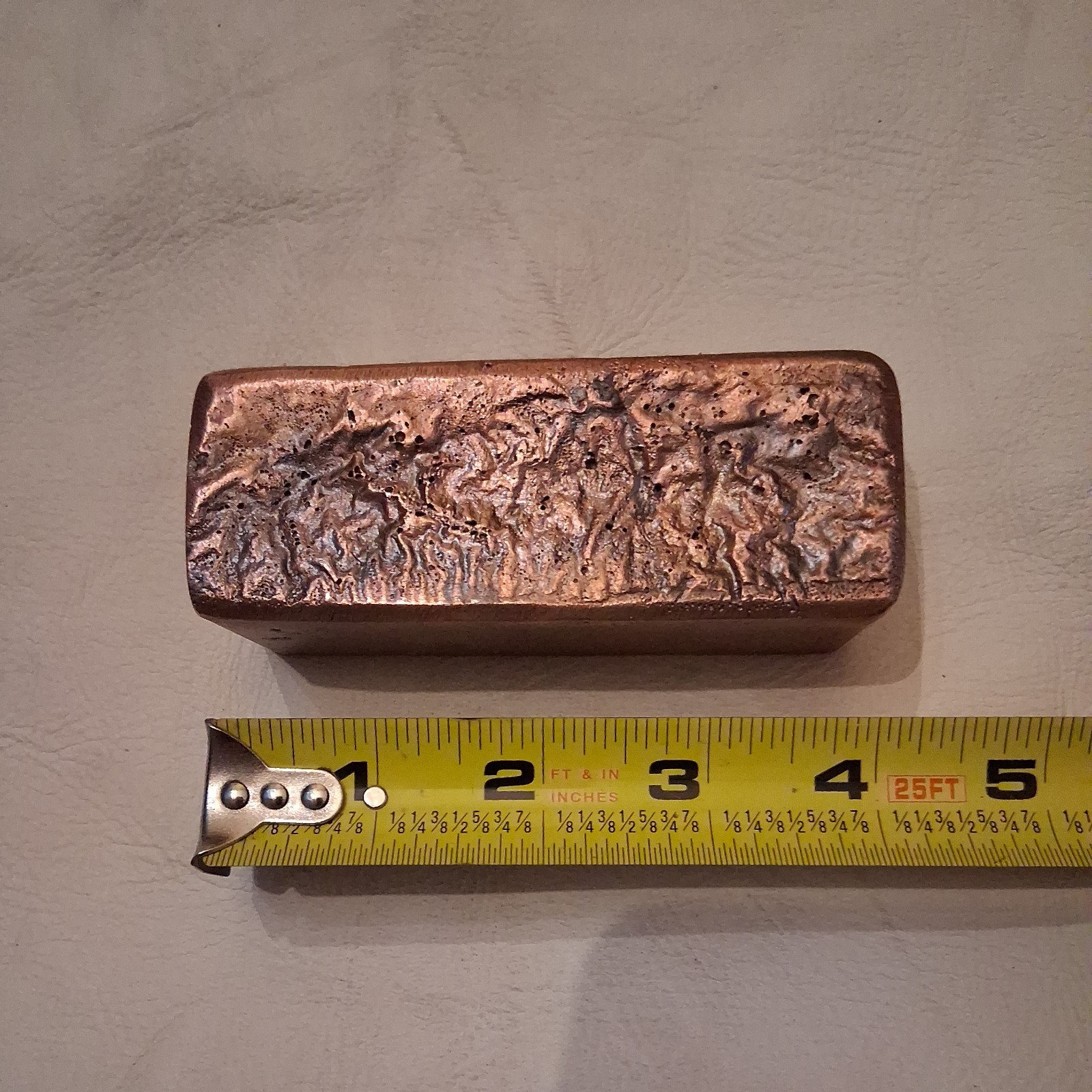 Handpoured Copper Bar 1100g, Unique Copper  Bullion Ingot. 