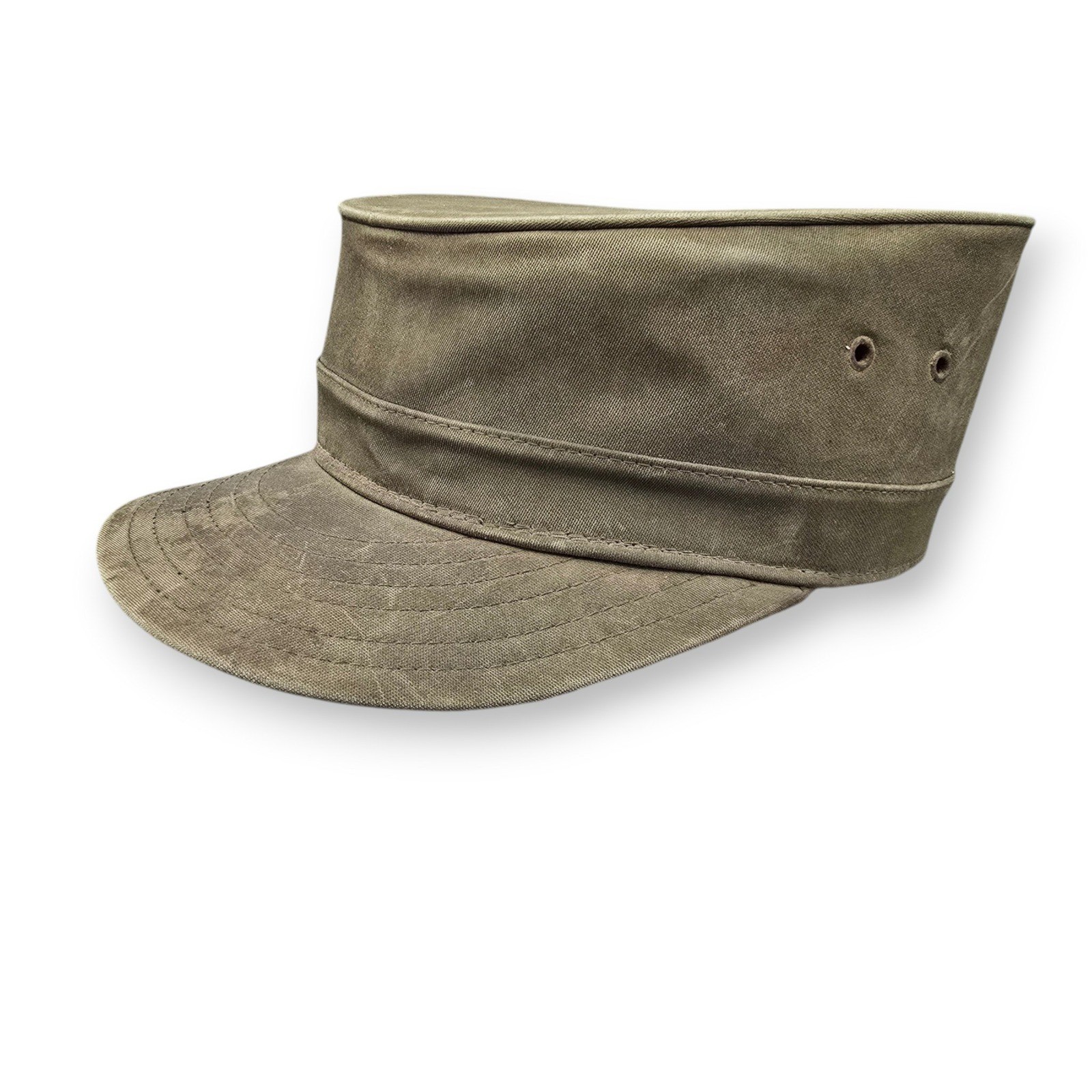 Vintage 1950s/60s US Army Ridgeway Field Cap Olive Drab Cotton Canvas Jump Up