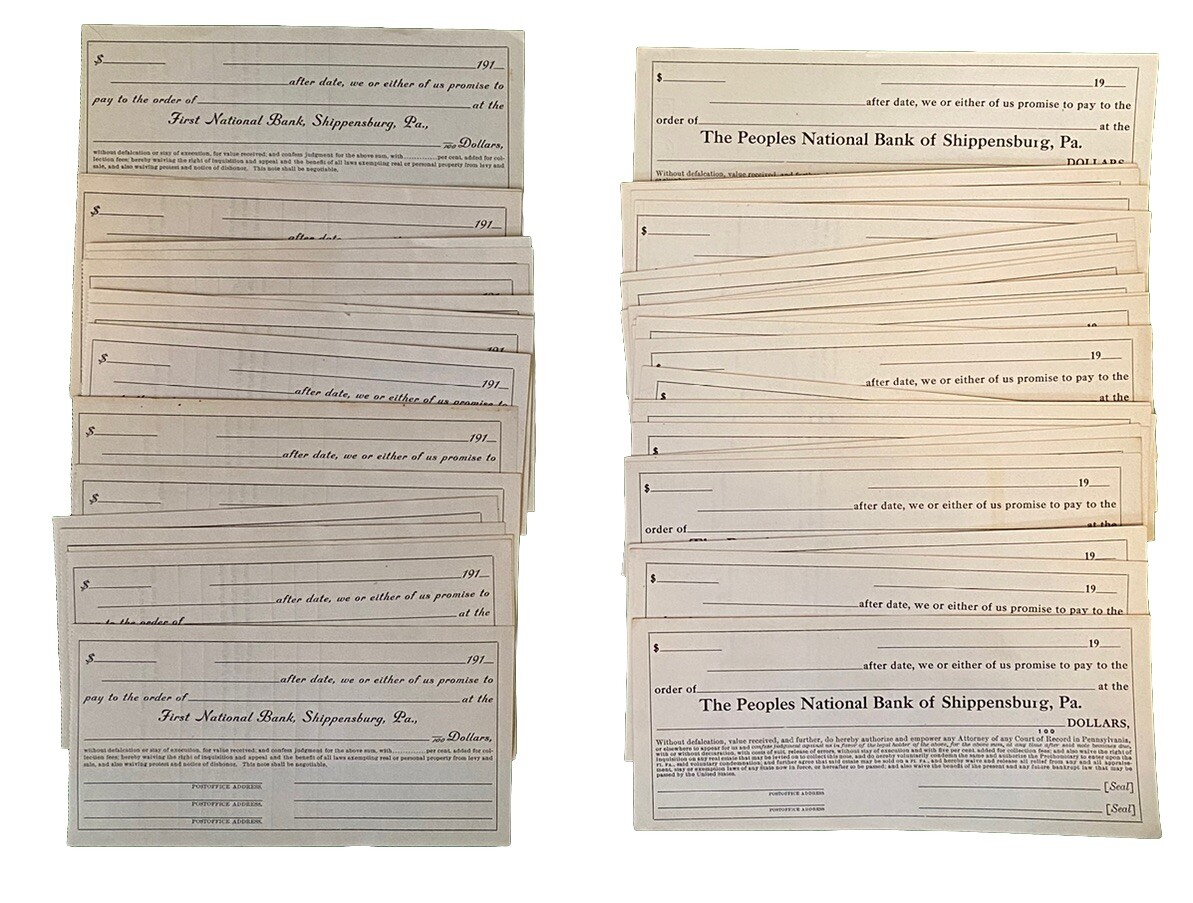 40 Antique c1910 First/People's National Bank Shippensburg PA Unused Checks
