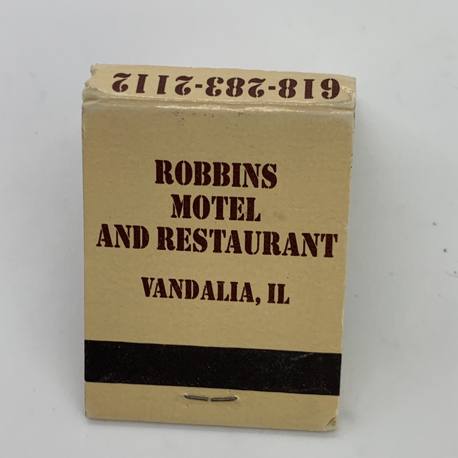 Vintage Robbins Motel And Restaurant Vandalia Illinois Matchbook Cover Unstruck
