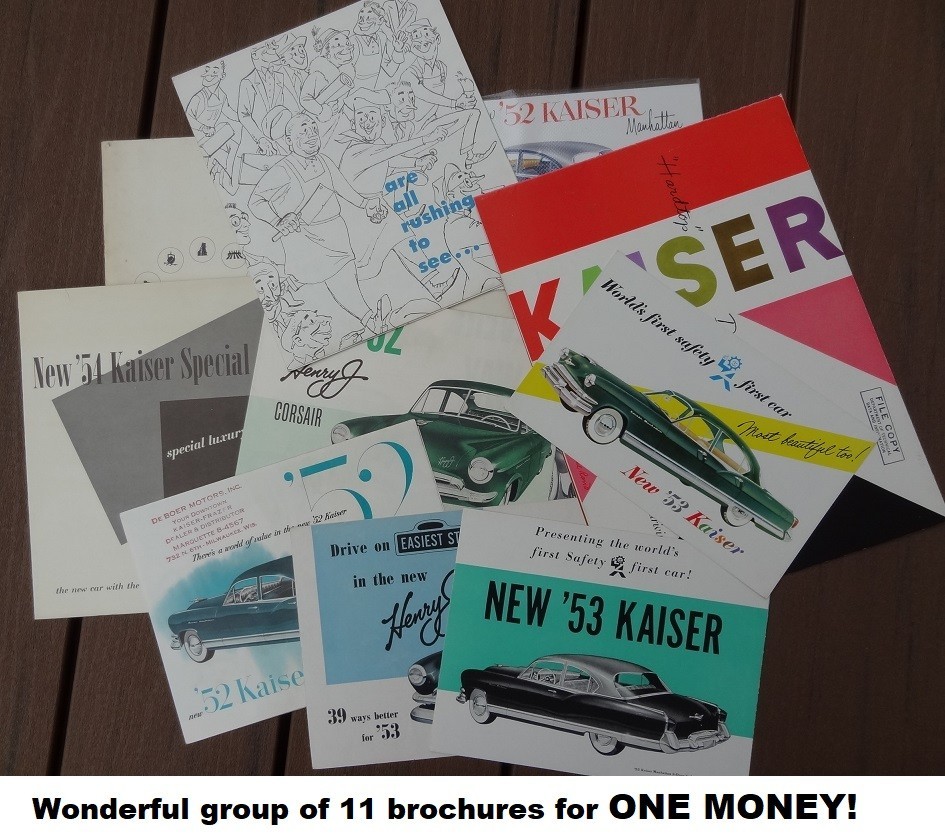 1952 1953 1954 KAISER FRAZER Automobile Brochures - Att: DEALERS - Lot of 11 pcs